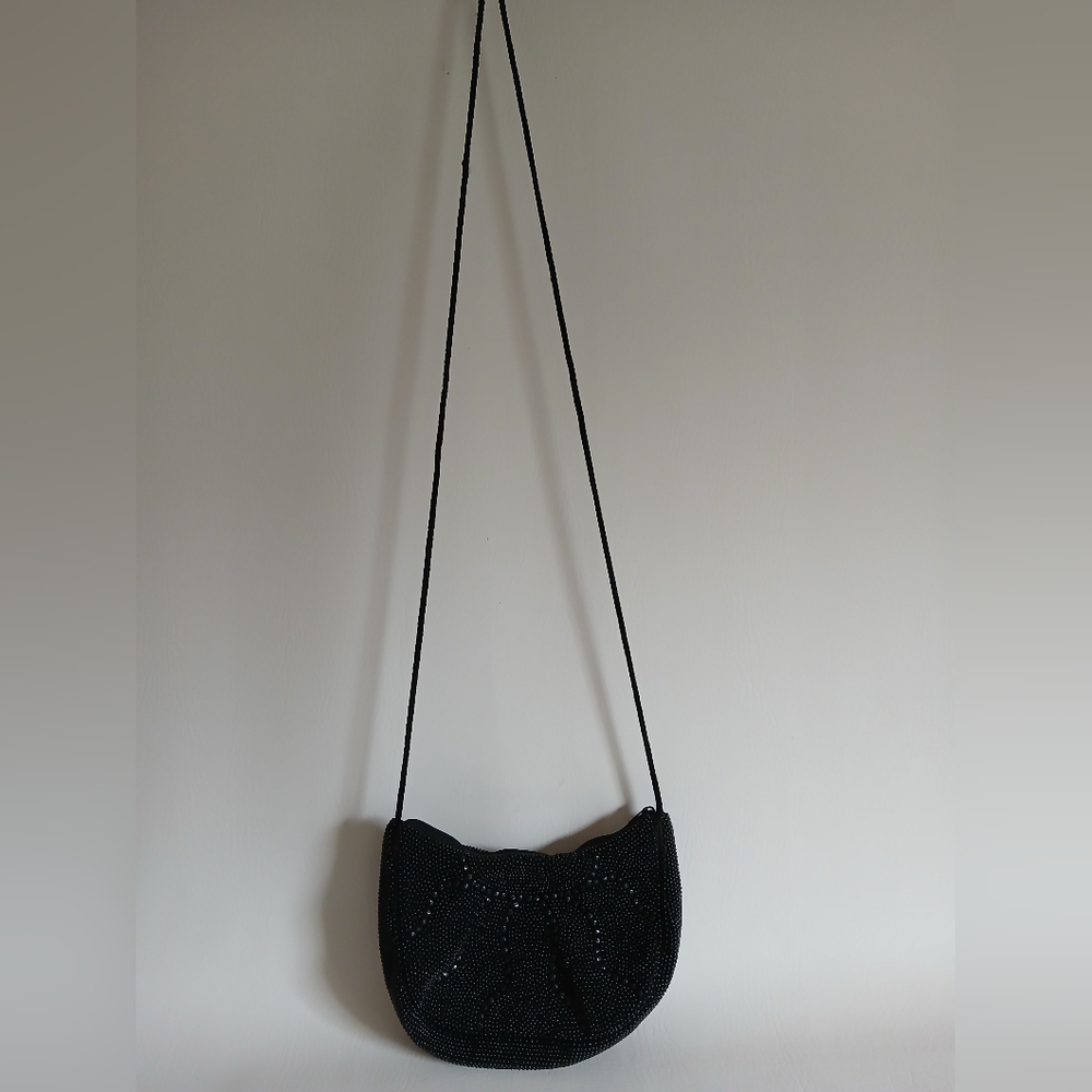 Women's Afterthoughts Elegant Black Beaded  Crossbody Purse